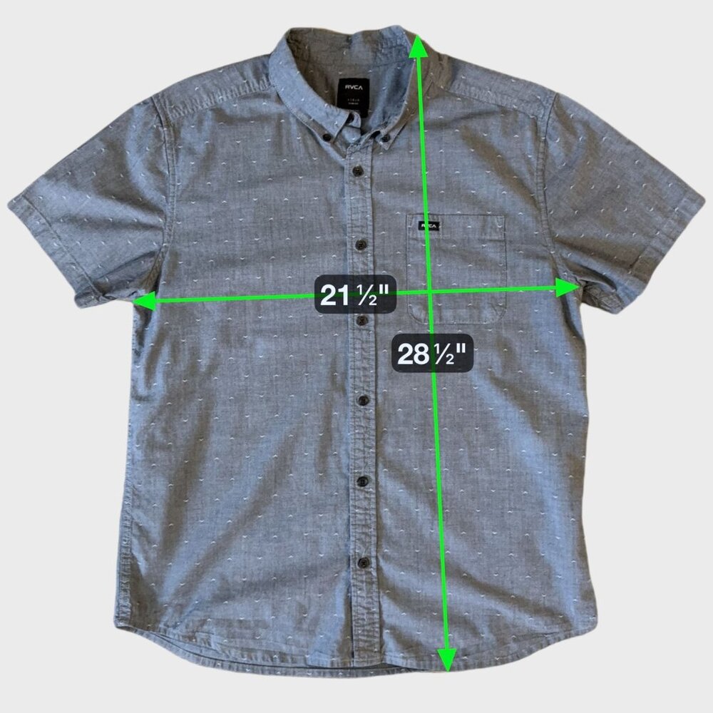 RVCA That'll Do Dobby Short-Sleeve Button-Down Shirt Gray Men's Large Slim-Fit - Picture 11 of 11